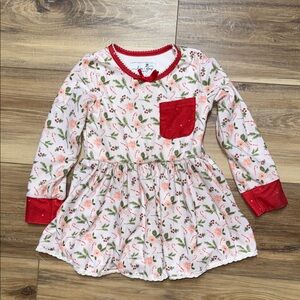 Floral Kids Pajamas Nightgown with Red Accents